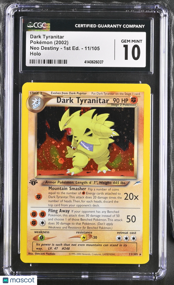 Pokemon 2002 Neo Destiny 1st Edition Dark Tyranitar #11/105 CGC 10 GEM MINT