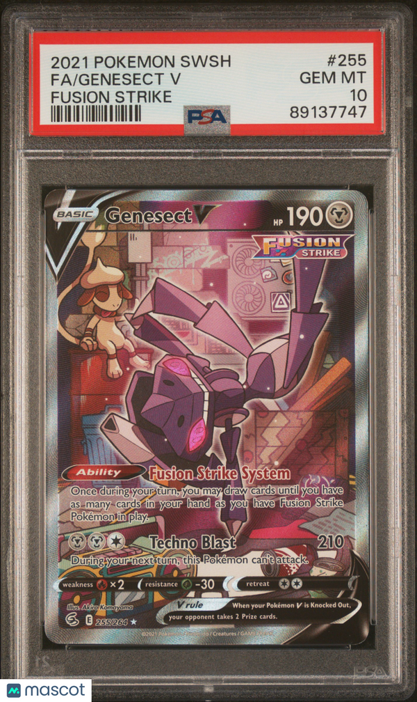 2021 Pokemon SWSH Fusion Strike Genesect V #255 PSA 10