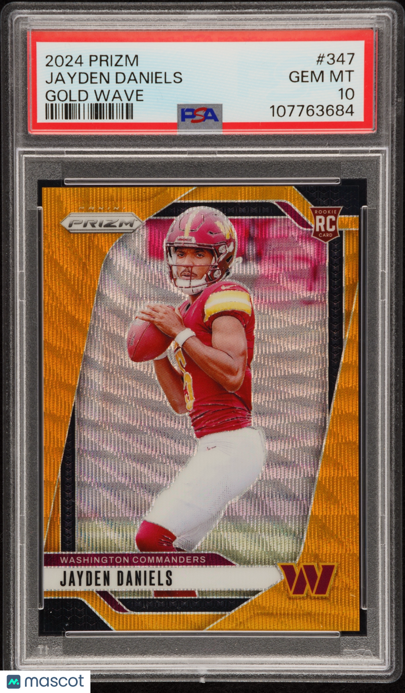 2024 Panini Prizm Jayden Daniels Gold Wave #347 PSA 10 GEM MINT #d 02/10