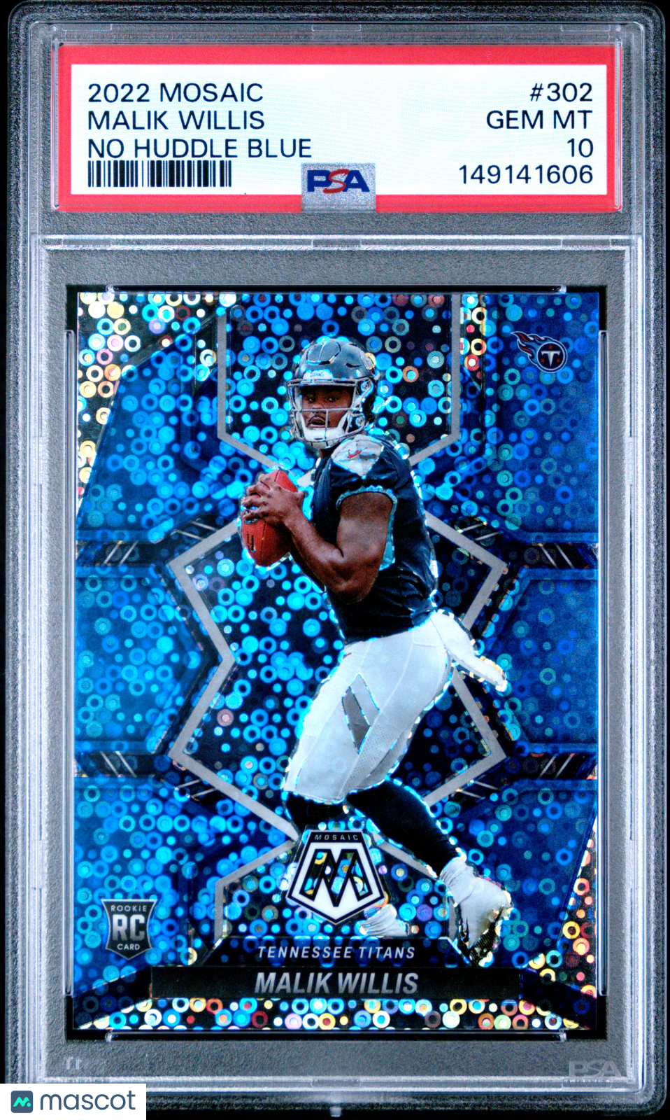 2022 Panini Mosaic Malik Willis No Huddle Blue 15/75 Rookie #302 PSA 10 GEM MINT