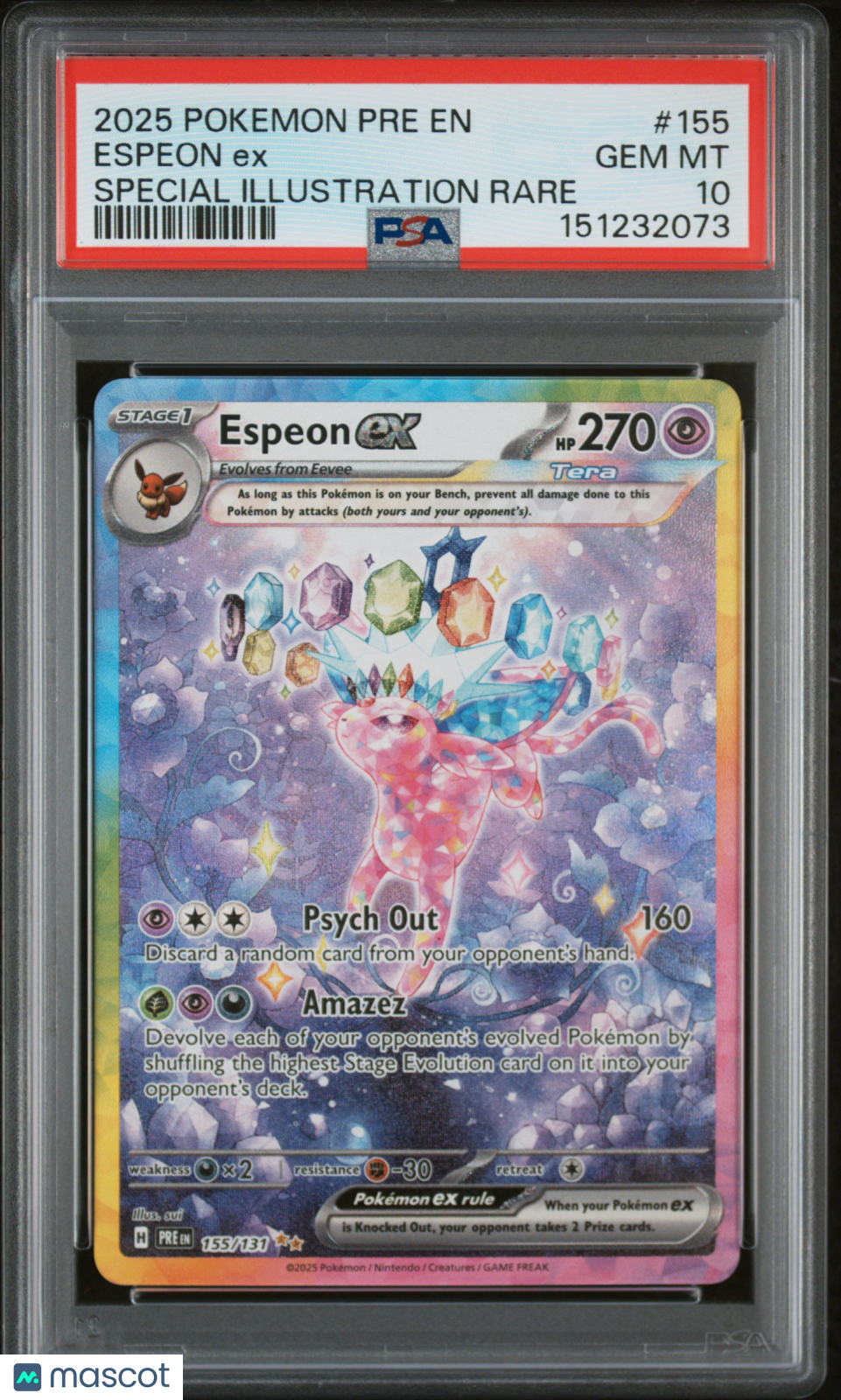 2025 Pokemon Pre EN-Prismatic Evolutions Espeon EX #155 PSA 10