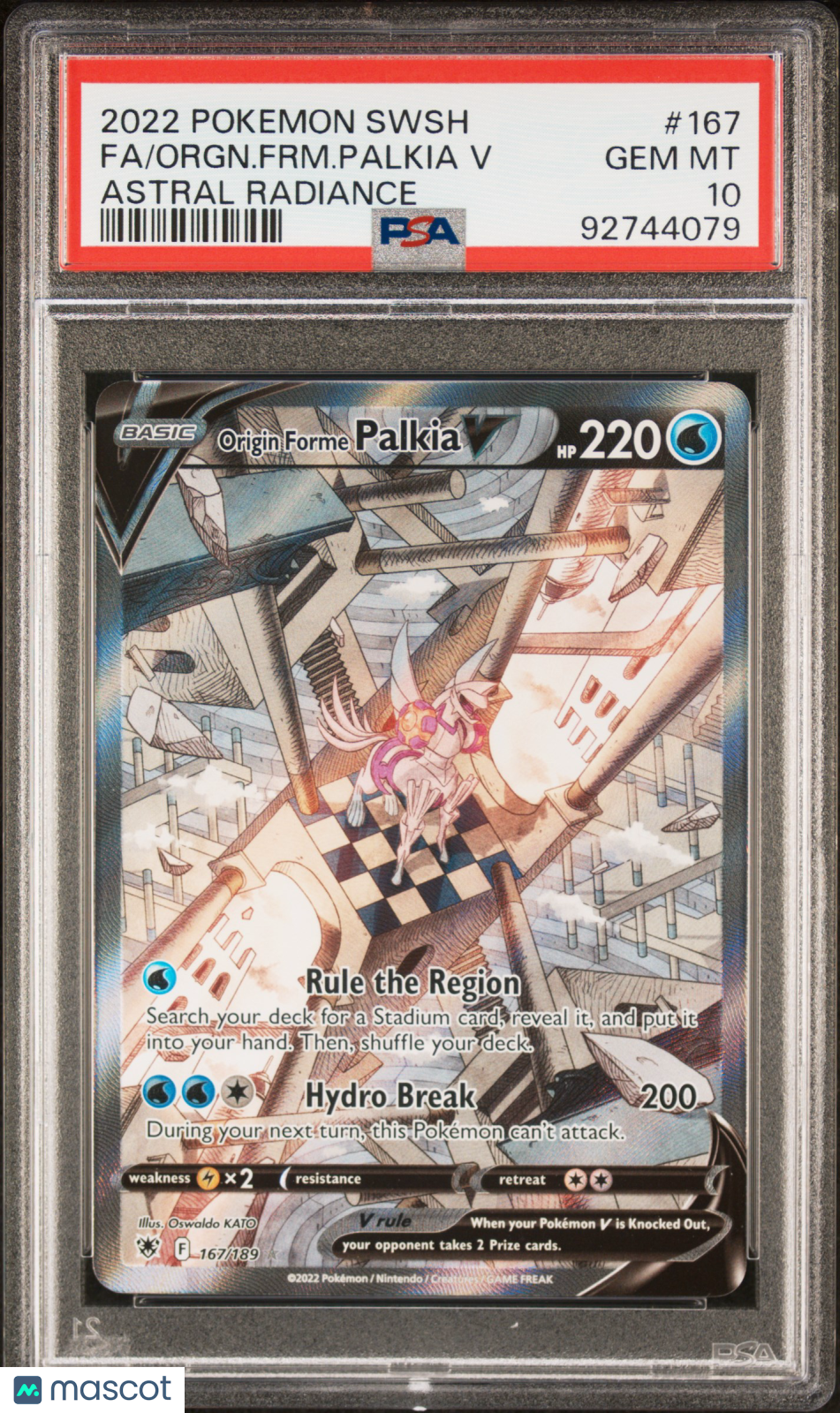 2022 Pokemon Sword & Shield Astral Radiance Orgn. FRM. Palkia V #167 PSA 10
