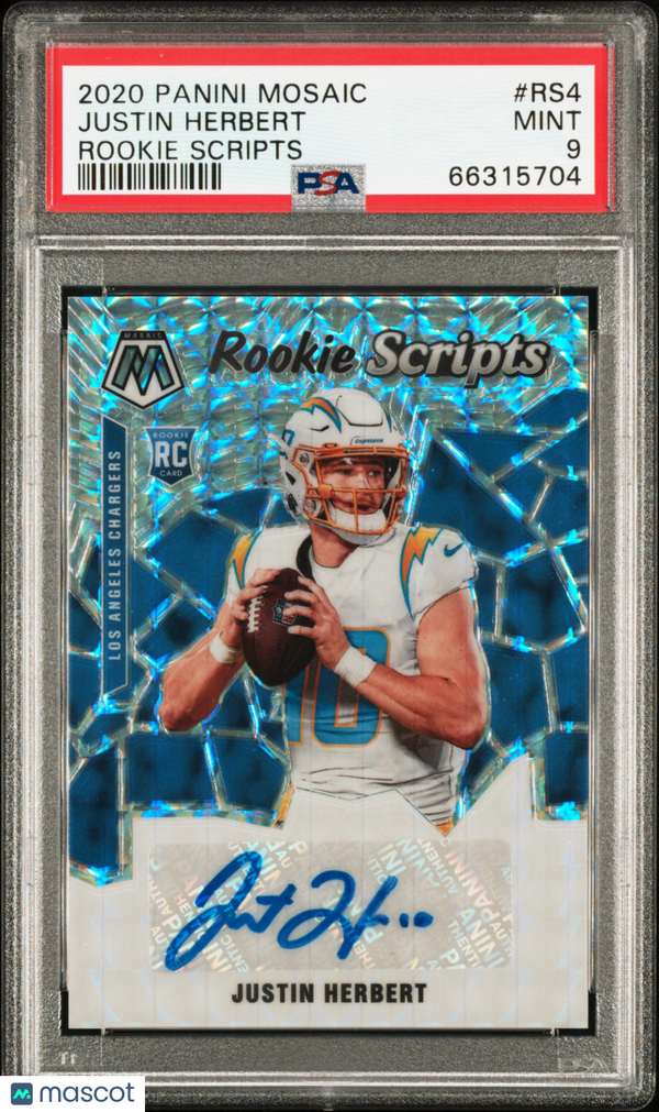 2020 Panini Mosaic Rookie Scripts Justin Herbert Rookie Scripts #RS4 PSA 9