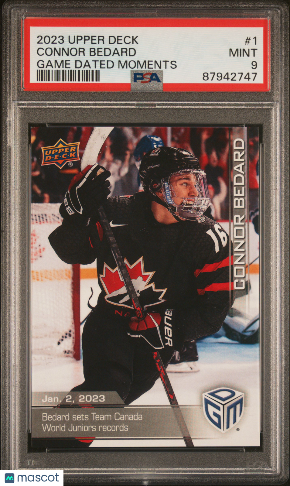 2023 Upper Deck Game Dated Moments Connor Bedard #1 PSA 9 Toronto Maple Leafs
