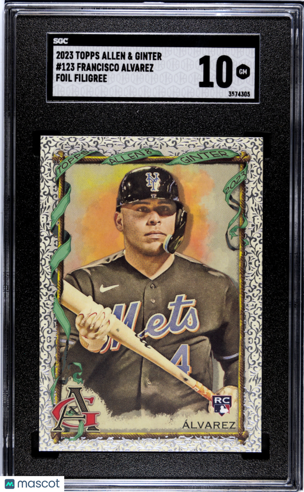 Francisco Alvarez Rookie 2023 Topps Allen & Ginter Foil Filigree #123 SGC 10