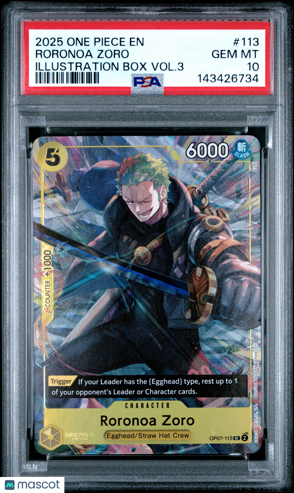 2025 One Piece Promos Roronoa Zoro #113 Illustration Box Vol.3 PSA 10