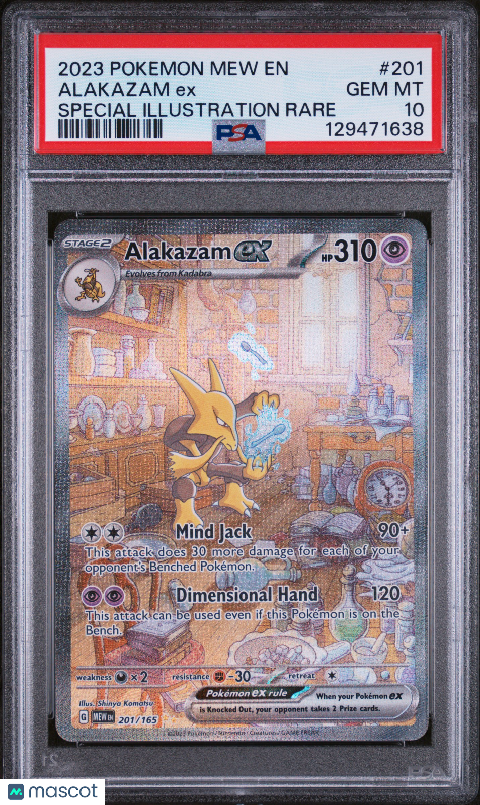 2023 Pokemon Mew EN-151 Alakazam EX #201 Special Illustration Rare PSA 10