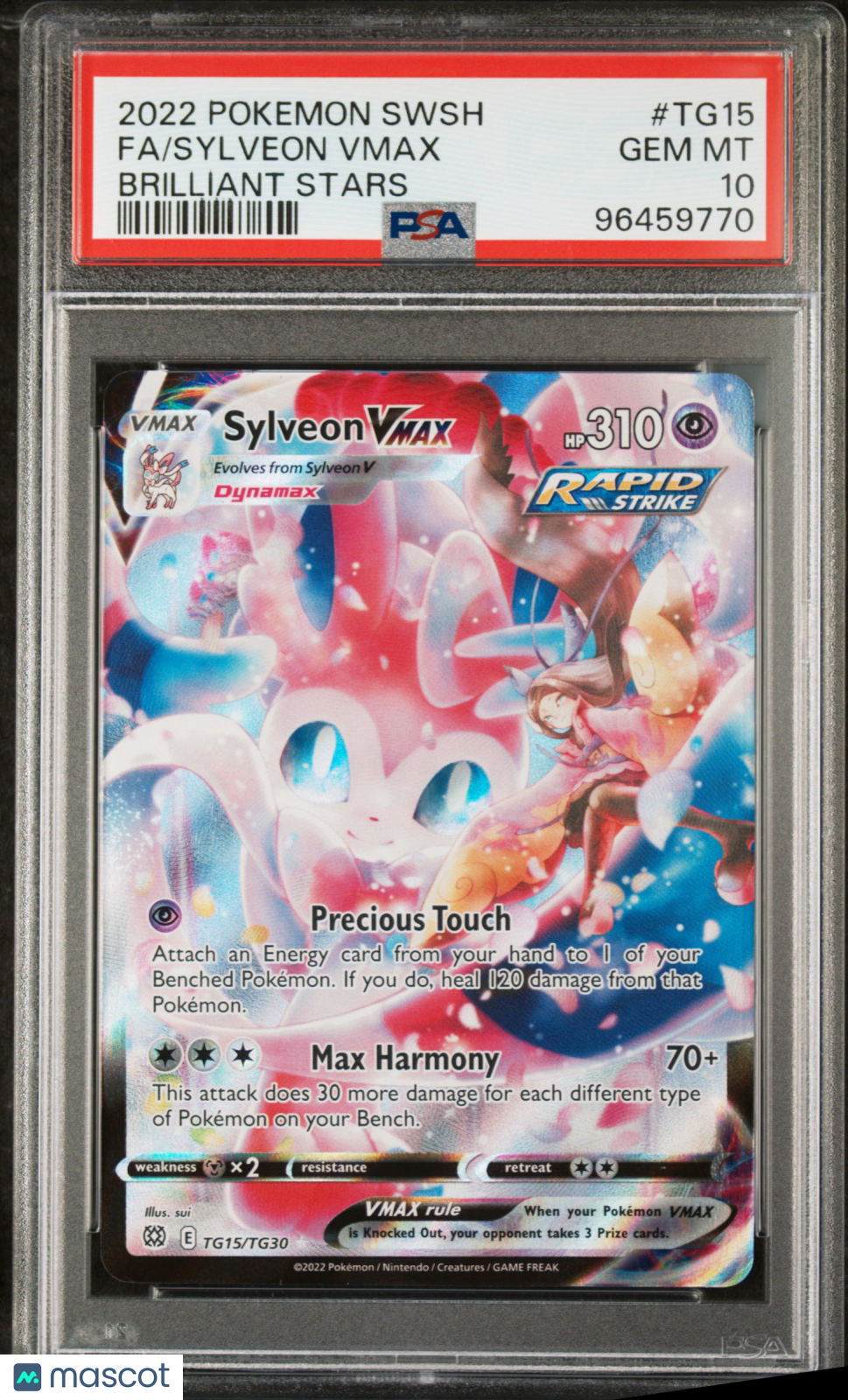 2022 Pokemon Sword & Shield Brilliant Stars Sylveon VMAX #TG15 PSA 10
