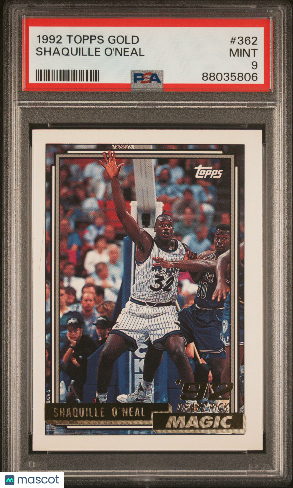1992 Topps Gold Shaquille O'Neal Sticker #362 PSA 9 MINT Orlando Magic