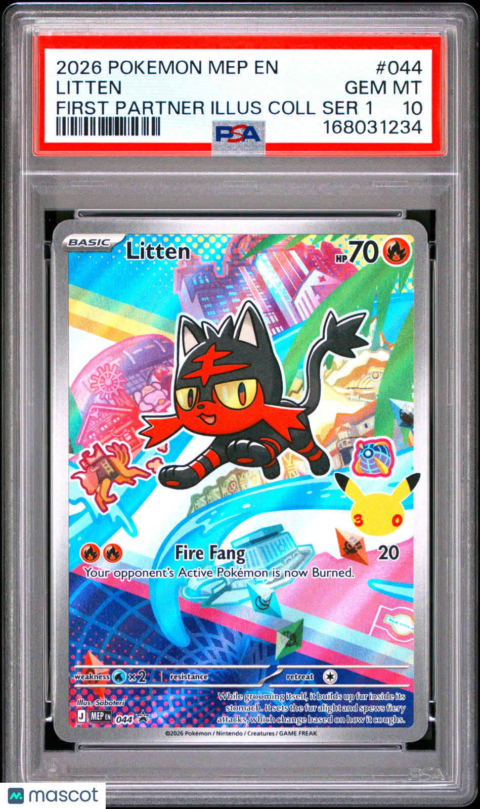 2026 Pokemon ME Black Star Promo Litten #044 First Partner PSA 10