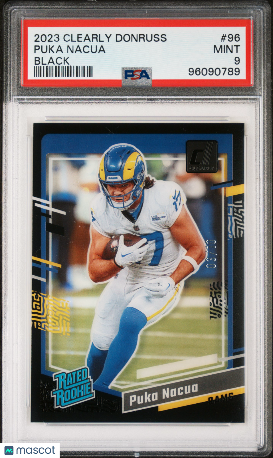2023 Panini Clearly Donruss Puka Nacua Black 03/10 #96 PSA 9