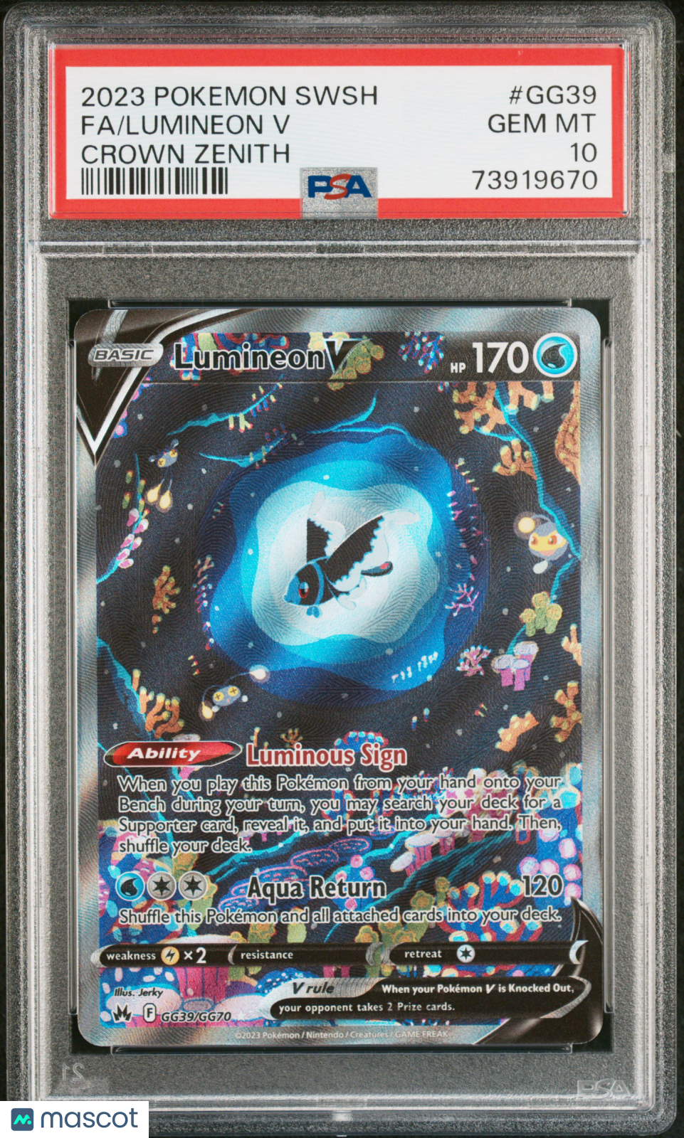 2023 Pokemon Sword And Shield Crown Zenith Lumineon V #GG39  PSA 10