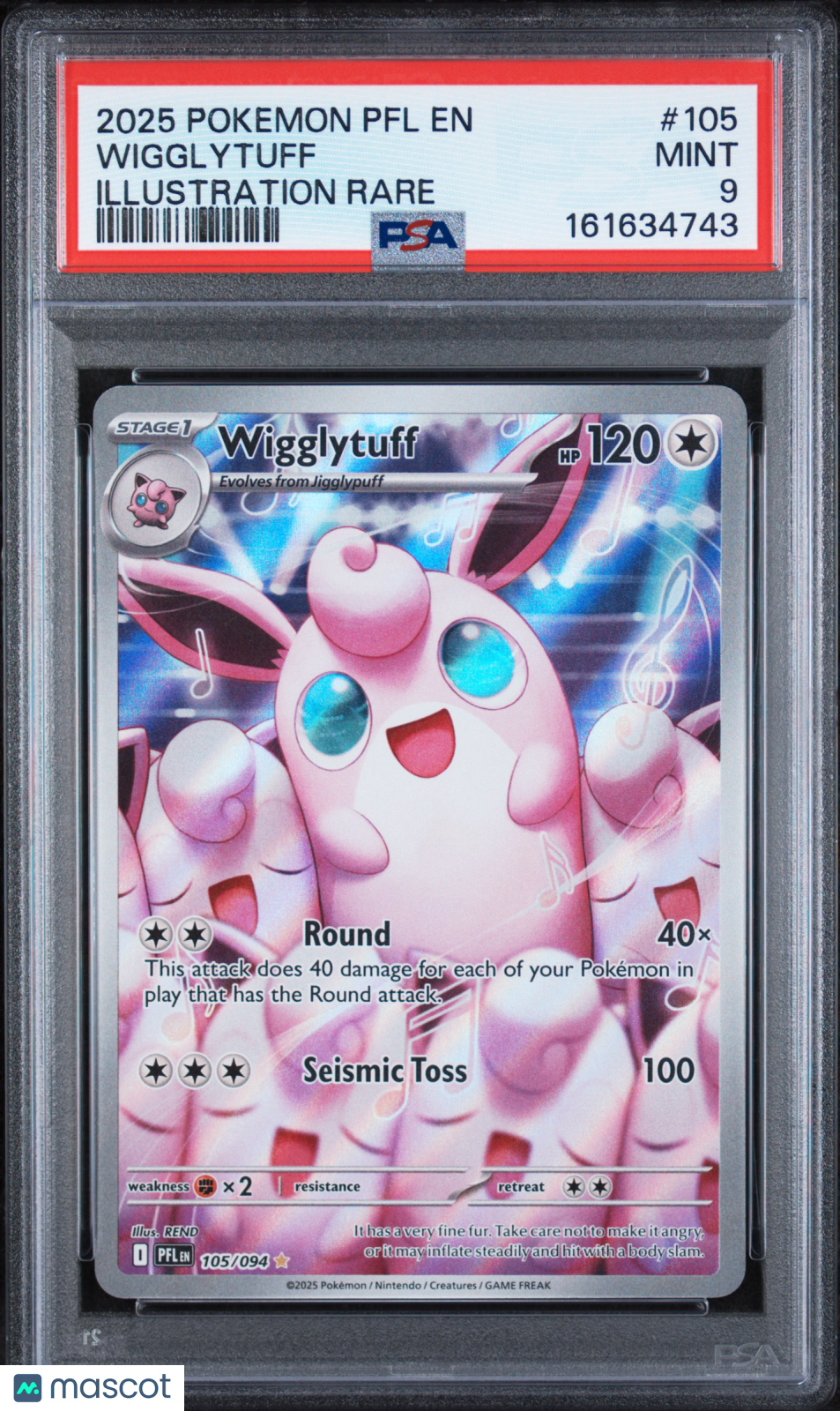 2025 Pokemon Phantasmal Flames Wigglytuff #105 Illustration Rare PSA 9 MINT