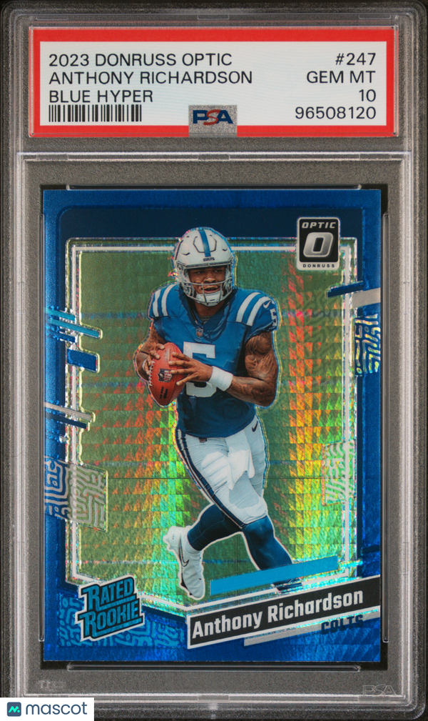 2023 Panini Donruss Optic Anthony Richardson Blue Hyper #247 PSA 10