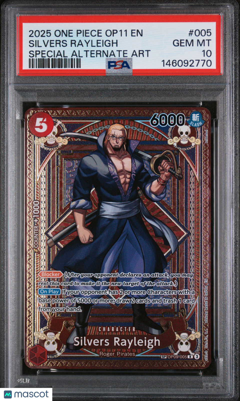 2025 One Piece Op11 Fist Of Divine Speed Silvers Rayleigh Special Alt Art PSA 10