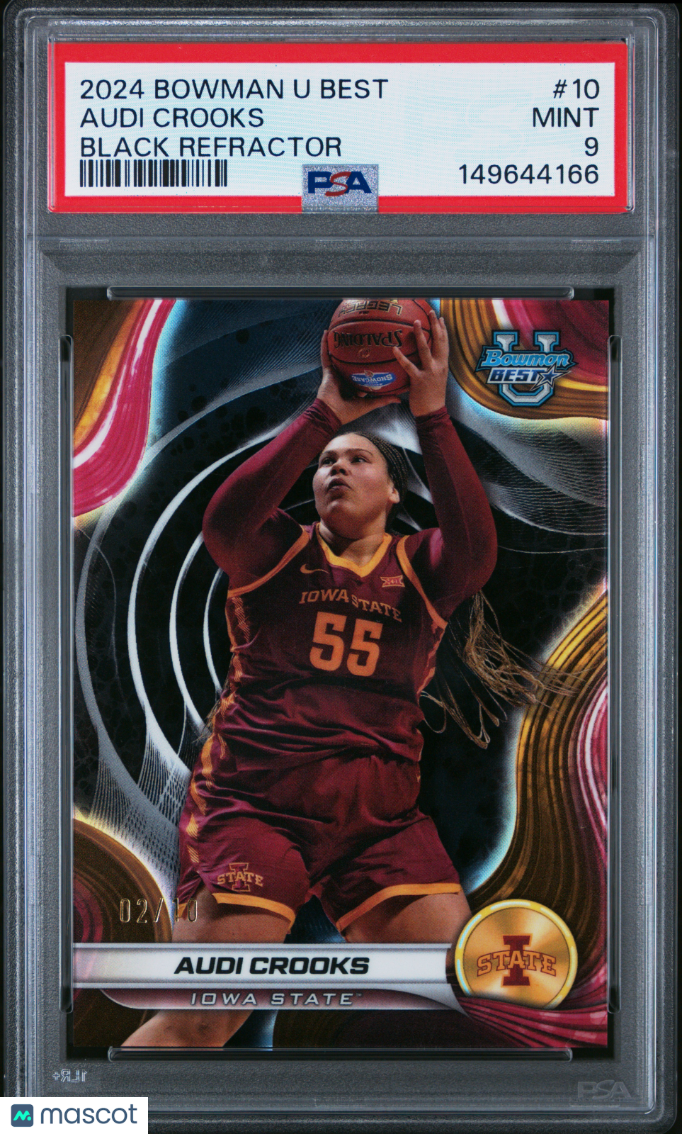 2024 Bowman University Best Audi Crooks Black Refractor 02/10 #10 PSA 9 MINT