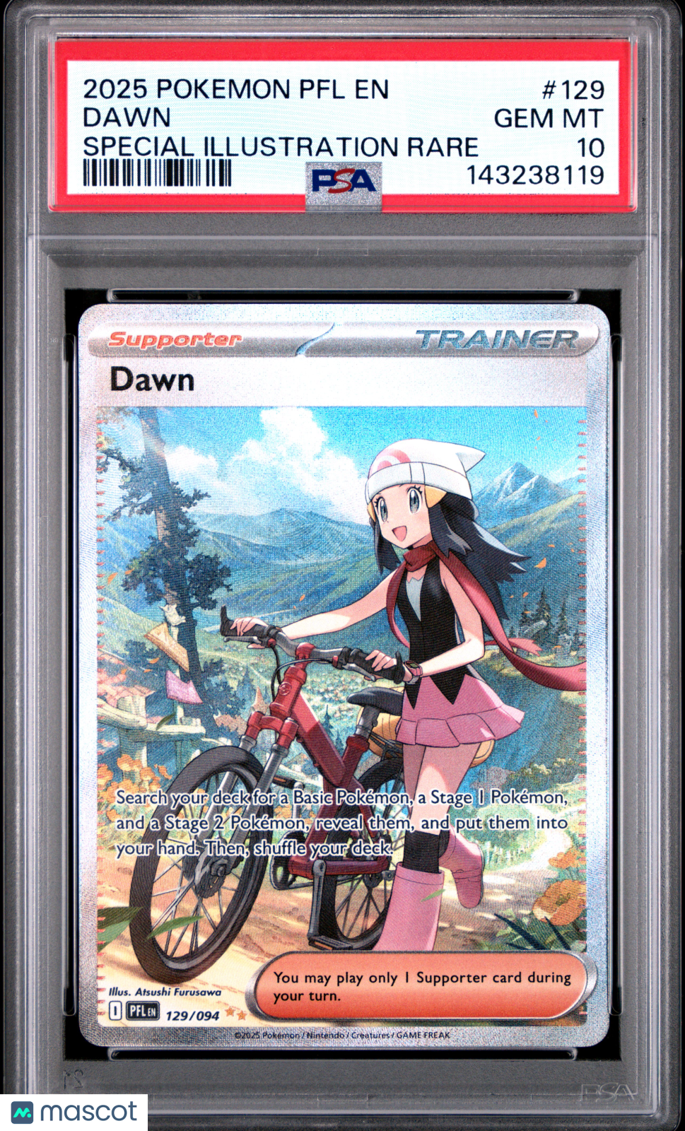 2025 Pokemon PFL EN-Phantasmal Flames Dawn #129 Special Illustration Rare PSA 10