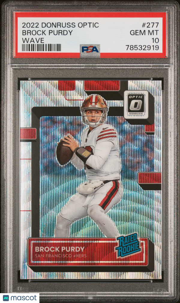 2022 Panini Donruss Optic Brock Purdy Wave #277 PSA 10