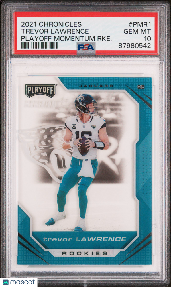 2021 Panini Chronicles Playoff Momentum Rookies Trevor Lawrence #PMR1 PSA 10