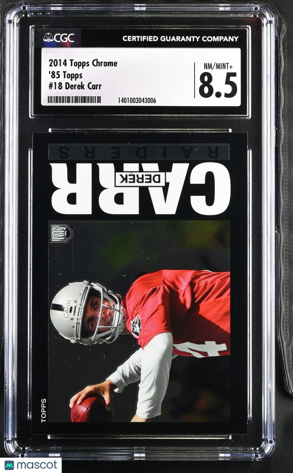 2014 Topps Chrome Derek Carr '85 Topps #18 CGC 8.5