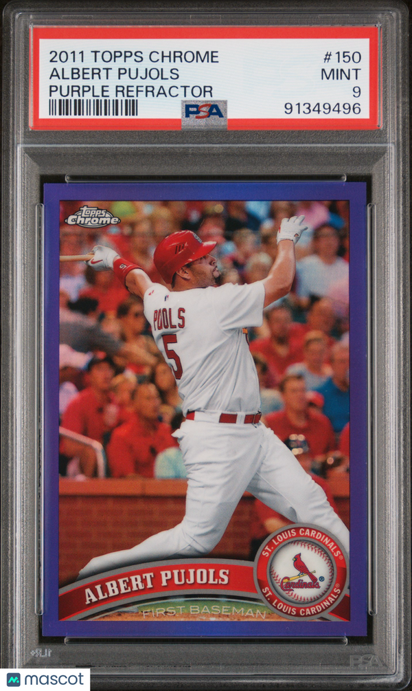 2011 Topps Chrome Albert Pujols Purple Refractor #150 PSA 9