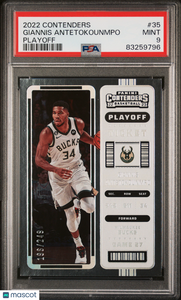 2022 Panini Contenders Giannis Antetokounmpo #35 PSA 9 Basketball