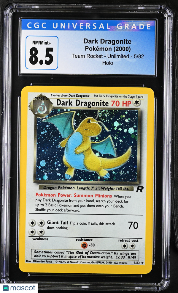 2000 Pokémon Team Rocket Pokémon Dark Dragonite #5/82 English CGC 8.5