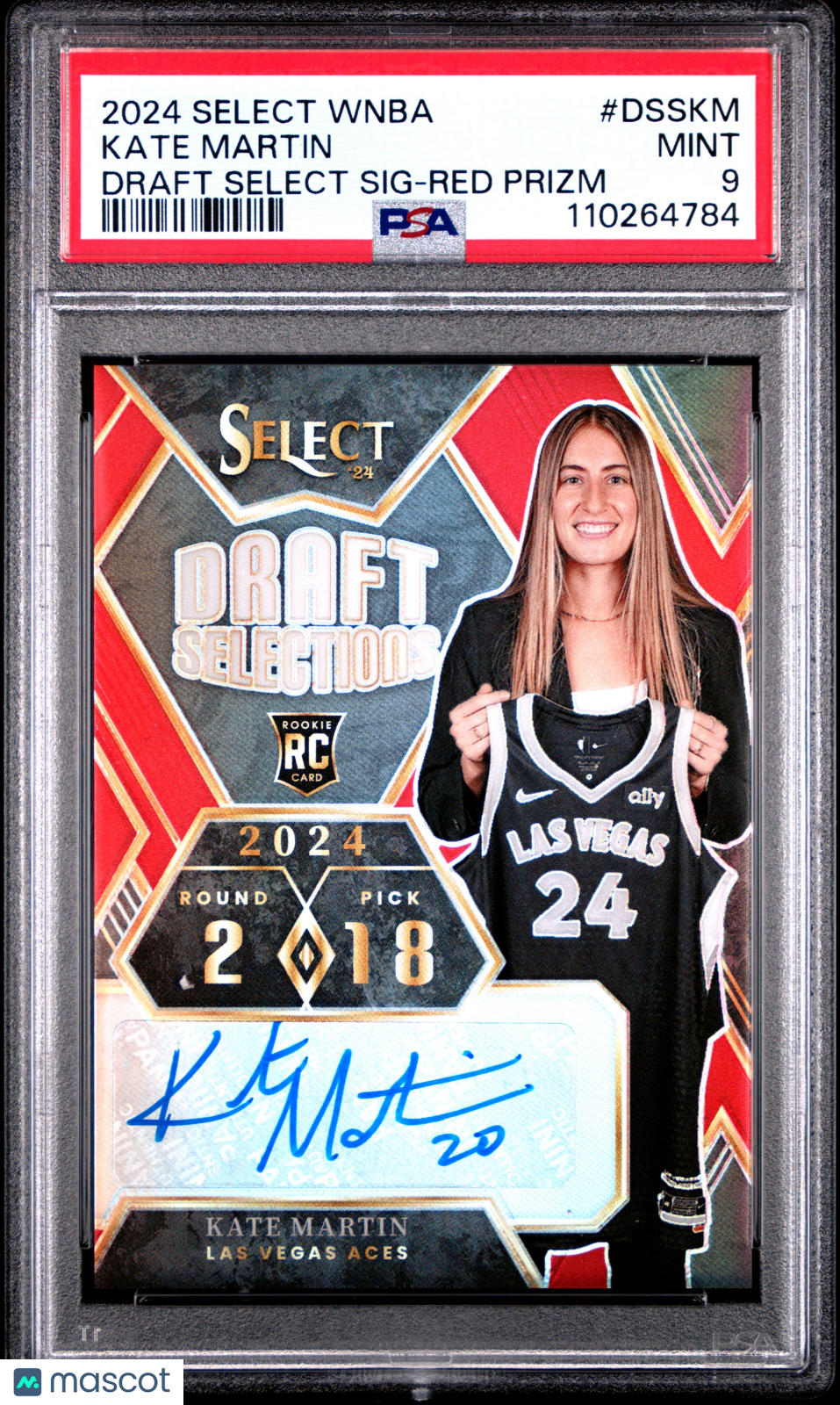 2024 Panini Select WNBA Draft Selections Signatures Kate Martin Red Prizm #DSSKM PSA 9