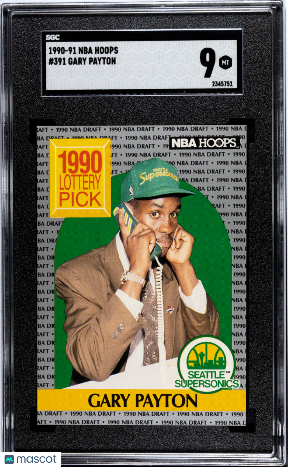 1990 Nba Hoops Gary Payton Rookie #391 SGC 9 Seattle Supersonics