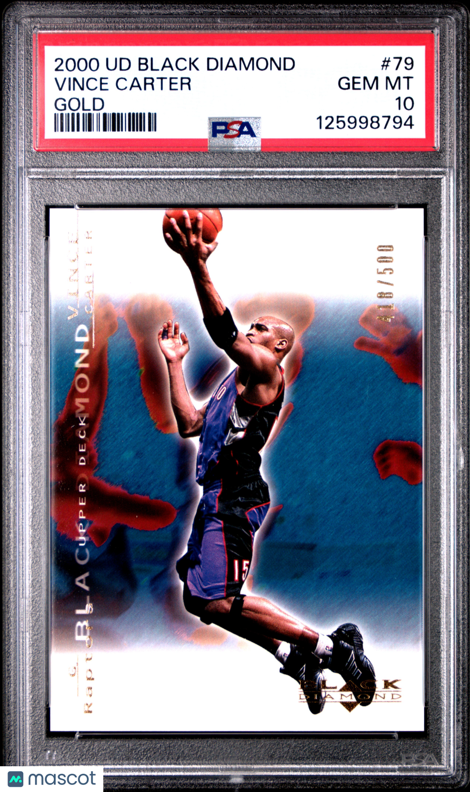 2000 Upper Deck Black Diamond Vince Carter Gold 418/500 #79 PSA 10 GEM MINT
