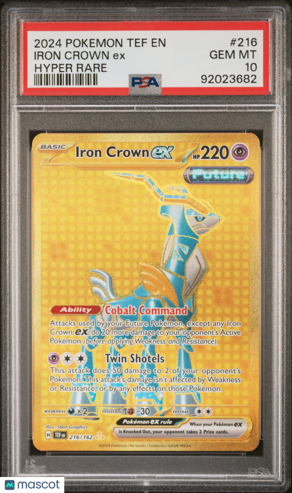 2024 Pokemon TEF EN Temporal Forces Iron Crown EX 216 Full Art HYPER RARE PSA 10