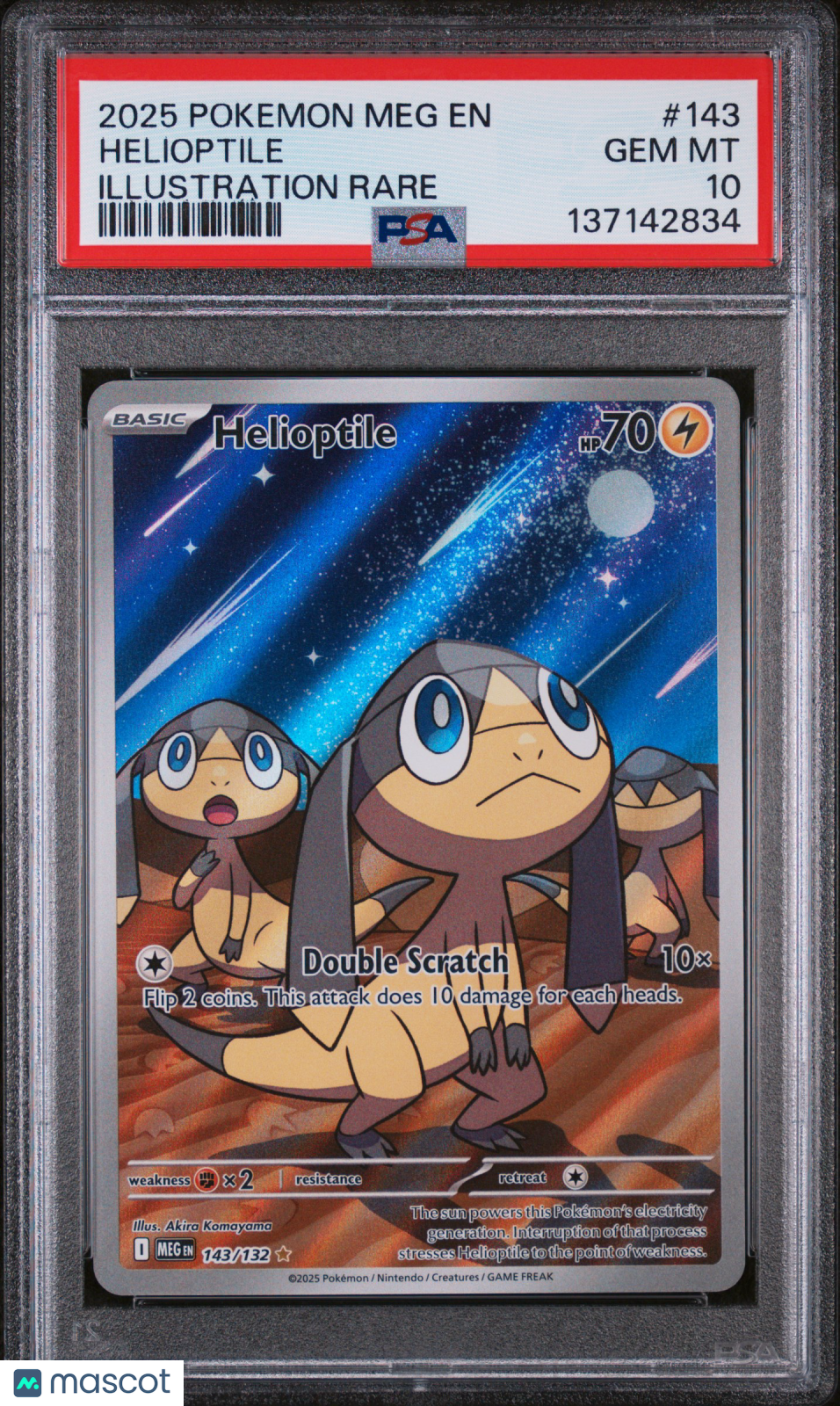 2025 Pokemon Meg EN-Mega Evolution Helioptile #143 Illustration Rare PSA 10