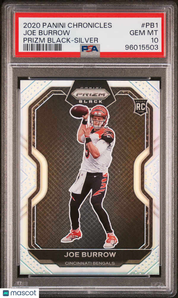 2020 Panini Chronicles Prizm Black Joe Burrow Silver Rookie #PB1 PSA 10