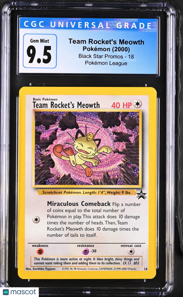 2000 Pokemon Black Star Promos Team Rocket's Meowth #18 CGC 10 GEM MINT