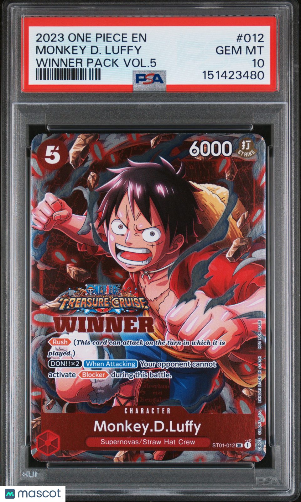 2023 One Piece Promos Monkey D. Luffy #012 Winner Pack Vol.5 PSA 10