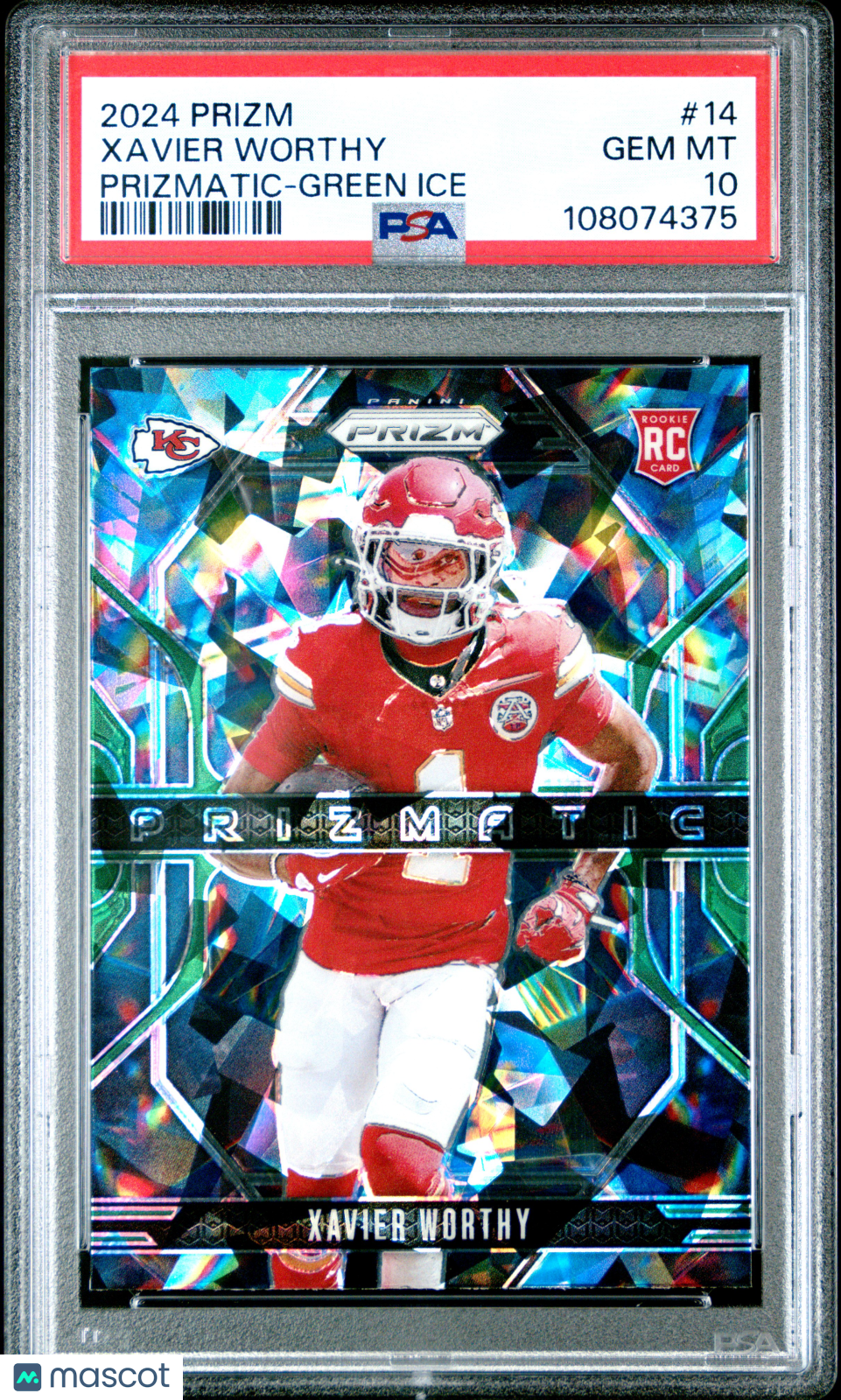2024 Prizm Prizmatic Xavier Worthy Green Ice Rookie PSA 10 Kansas City Chiefs