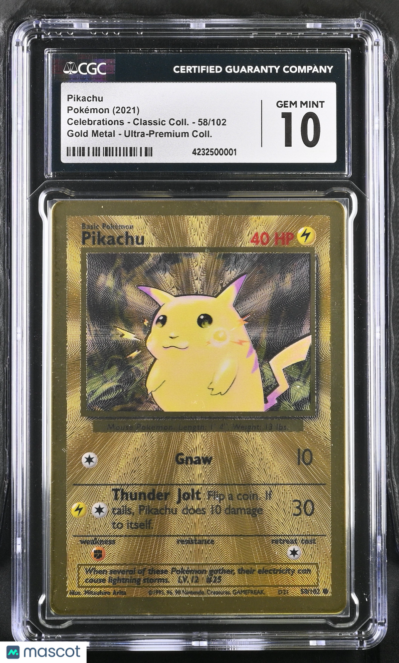 2021 Celebrations Classic Collection GOLD METAL UPC Pikachu CGC 10 GEM MINT