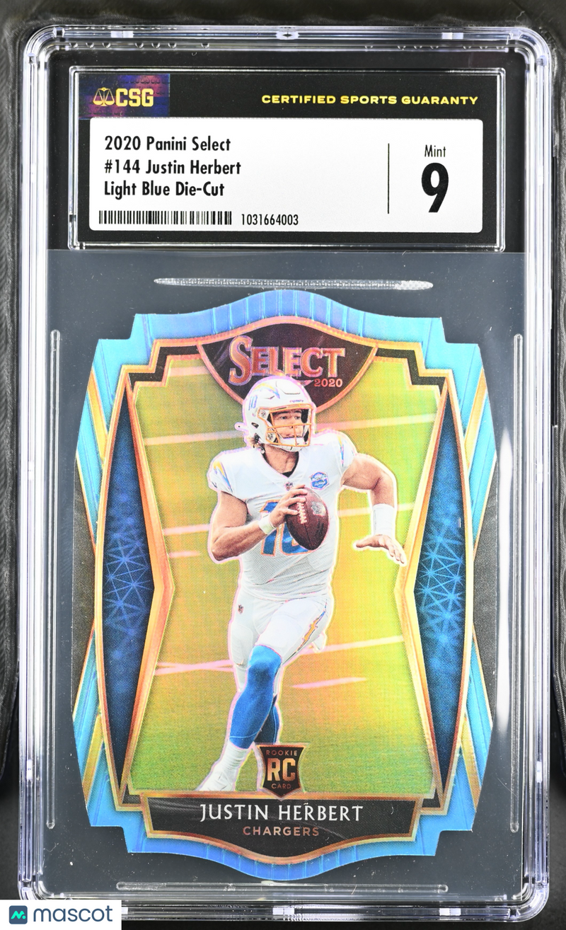2020 Select Justin Herbert Light Blue Die-Cut