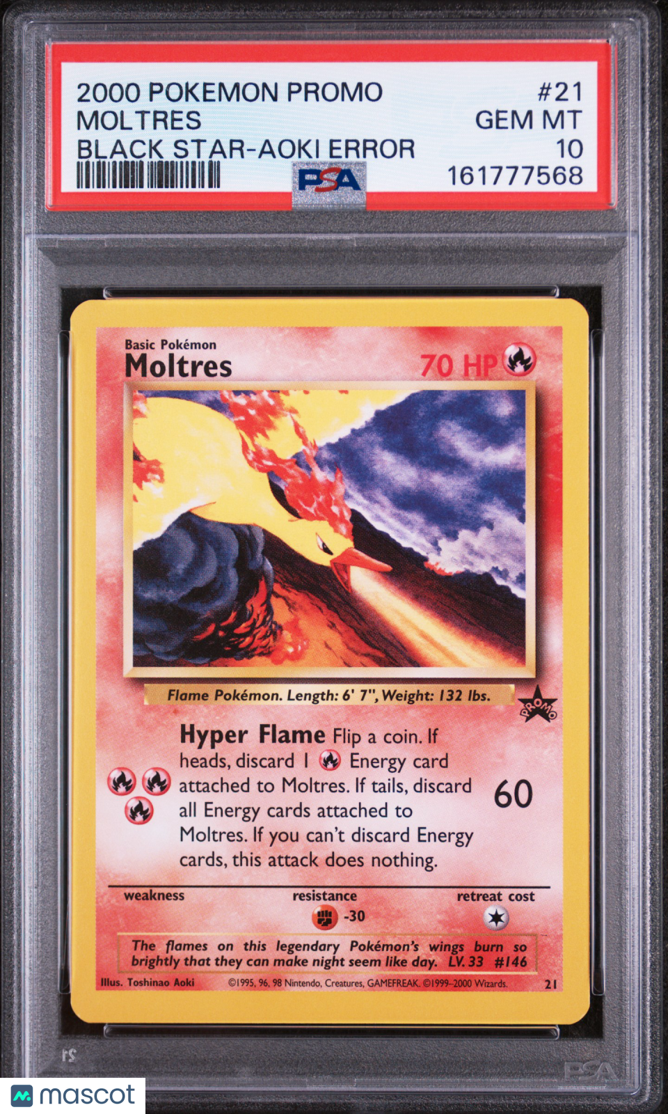 2000 Pokemon Promo Moltres #21 Black Star-Aoki Error PSA 10 GEM MINT