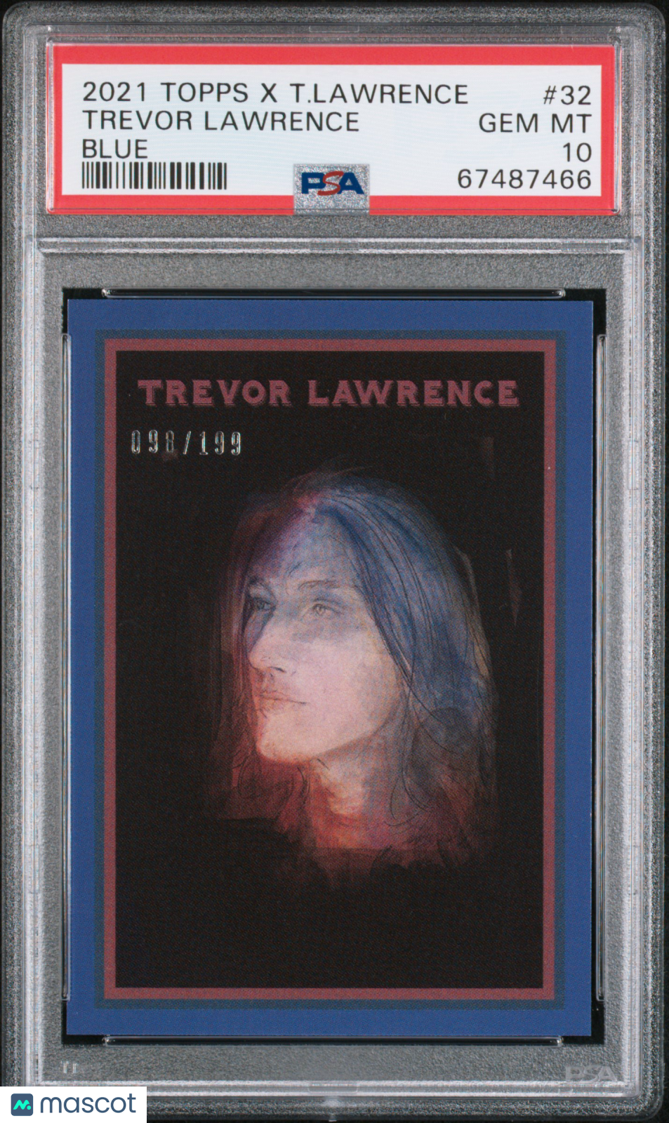 2021 Topps X Trevor Lawrence Trevor Lawrence Blue Rookie 098/199 #32 PSA 10 Jags