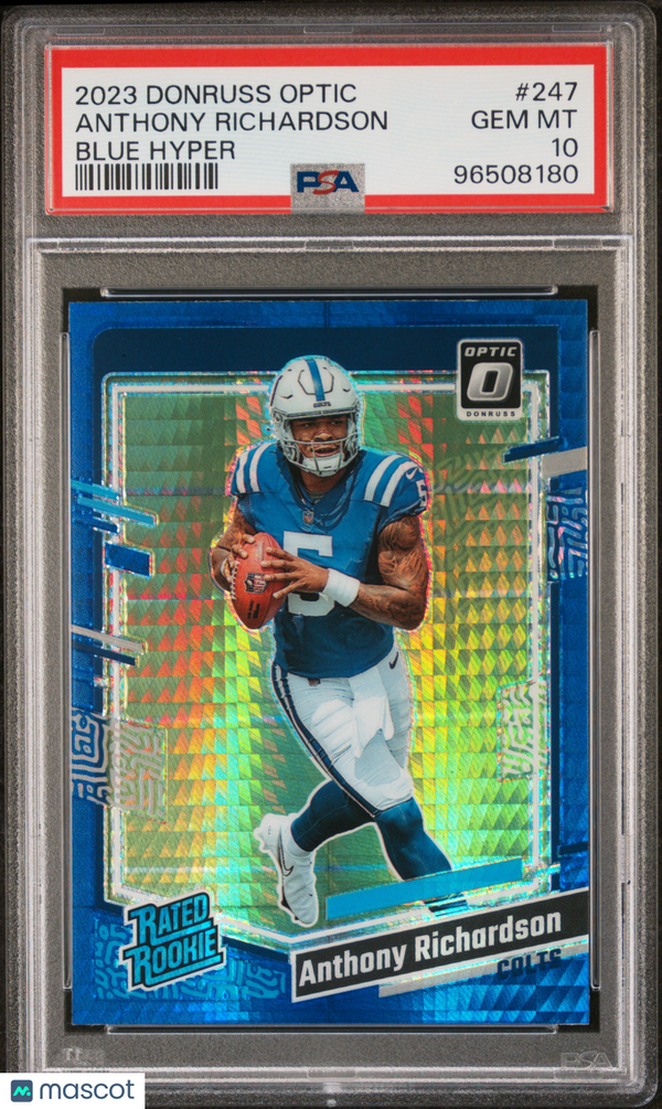 2023 Panini Donruss Optic Anthony Richardson Blue Hyper #247 PSA 10