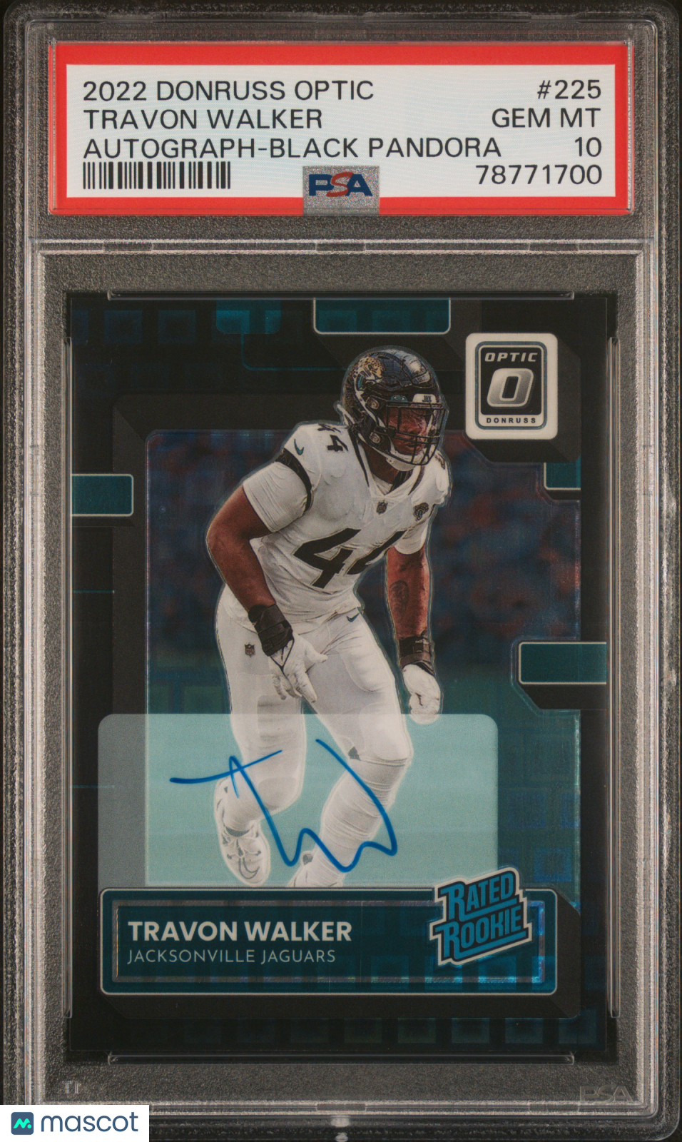 2022 Panini Donruss Optic Travon Walker Autograph Black Pandora #225 PSA 10