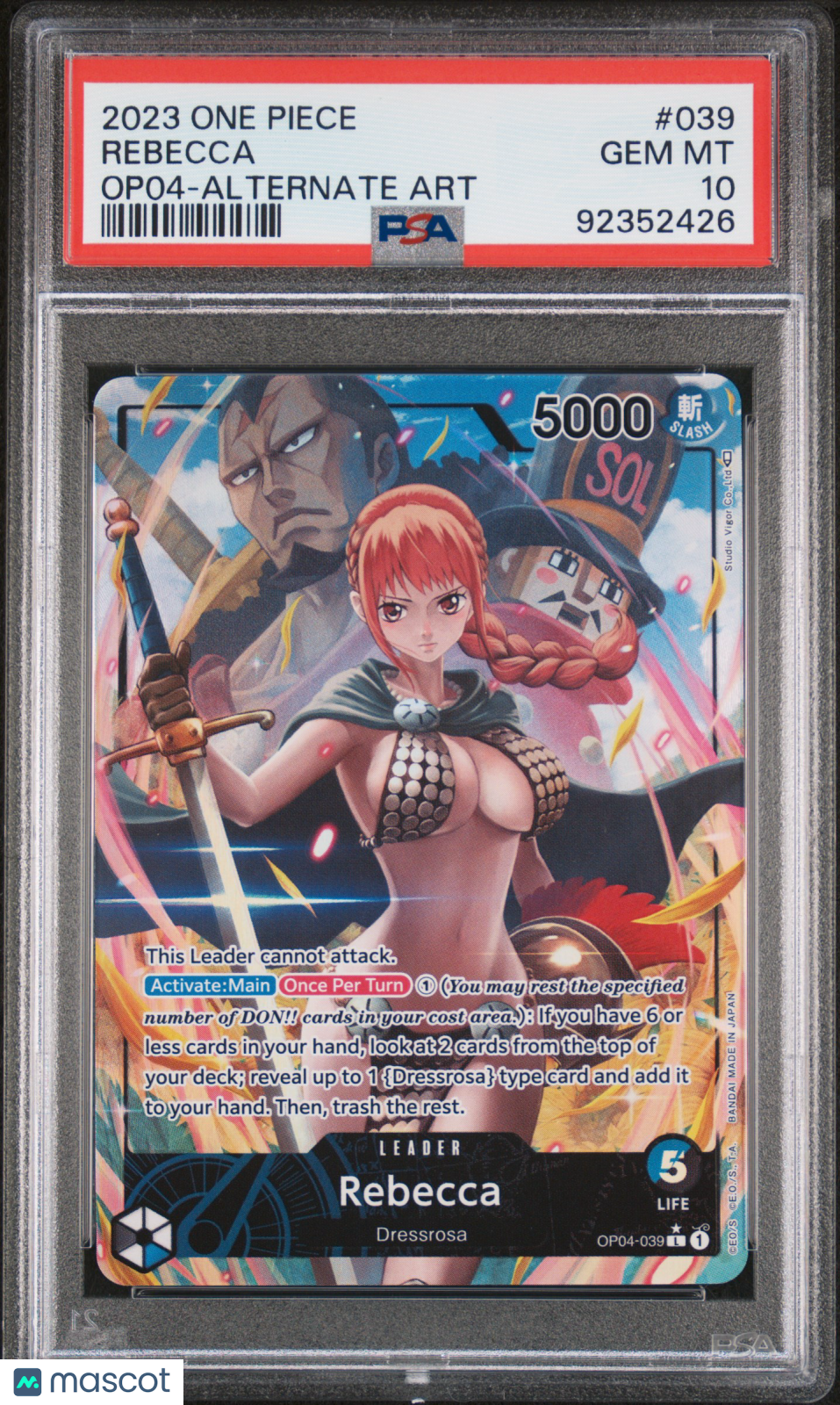 2023 One Piece Op04-Kingdoms Of Intrigue Rebecca #039 Alternate Art PSA 10