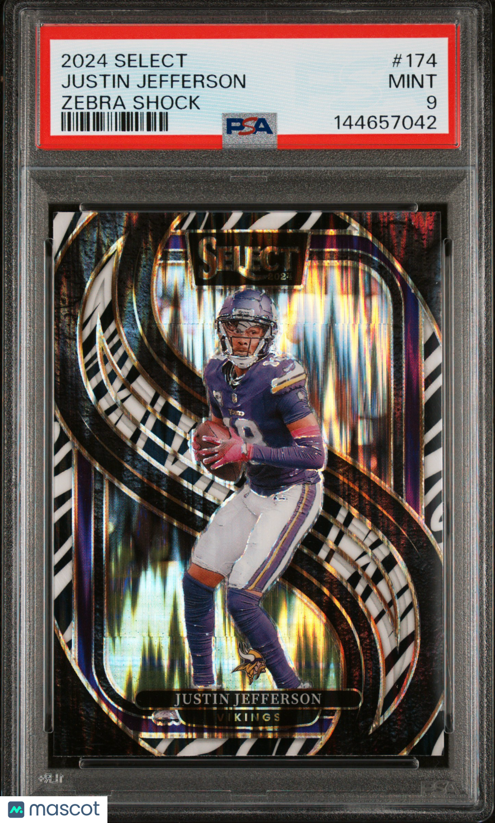 2024 Select Justin Jefferson Zebra Shock Insert 174 PSA 9 MINT Minnesota Vikings