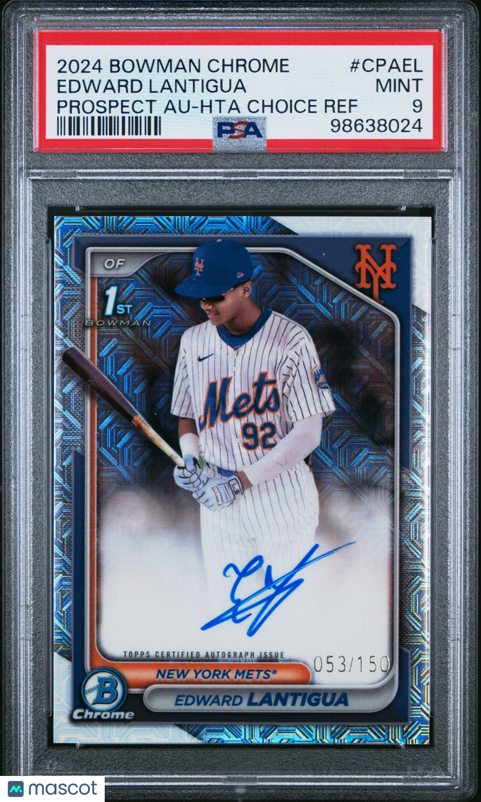 2024 Bowman Chrome Prospect Autographs Edward Lantigua HTA Choice REF /150 PSA 9