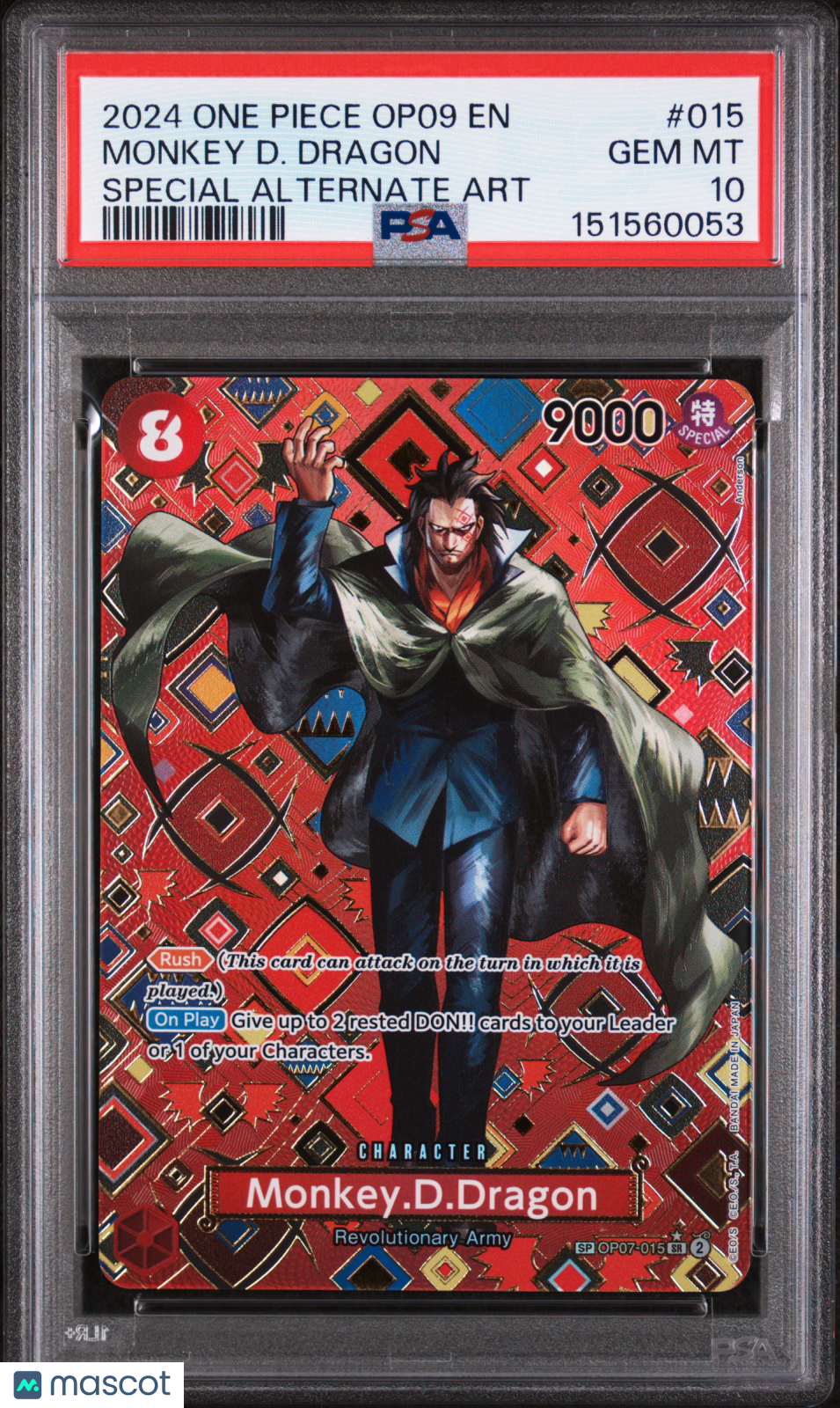 2024 One Piece Op09-Emperors In The New World Monkey D. Dragon #015 SP PSA 10