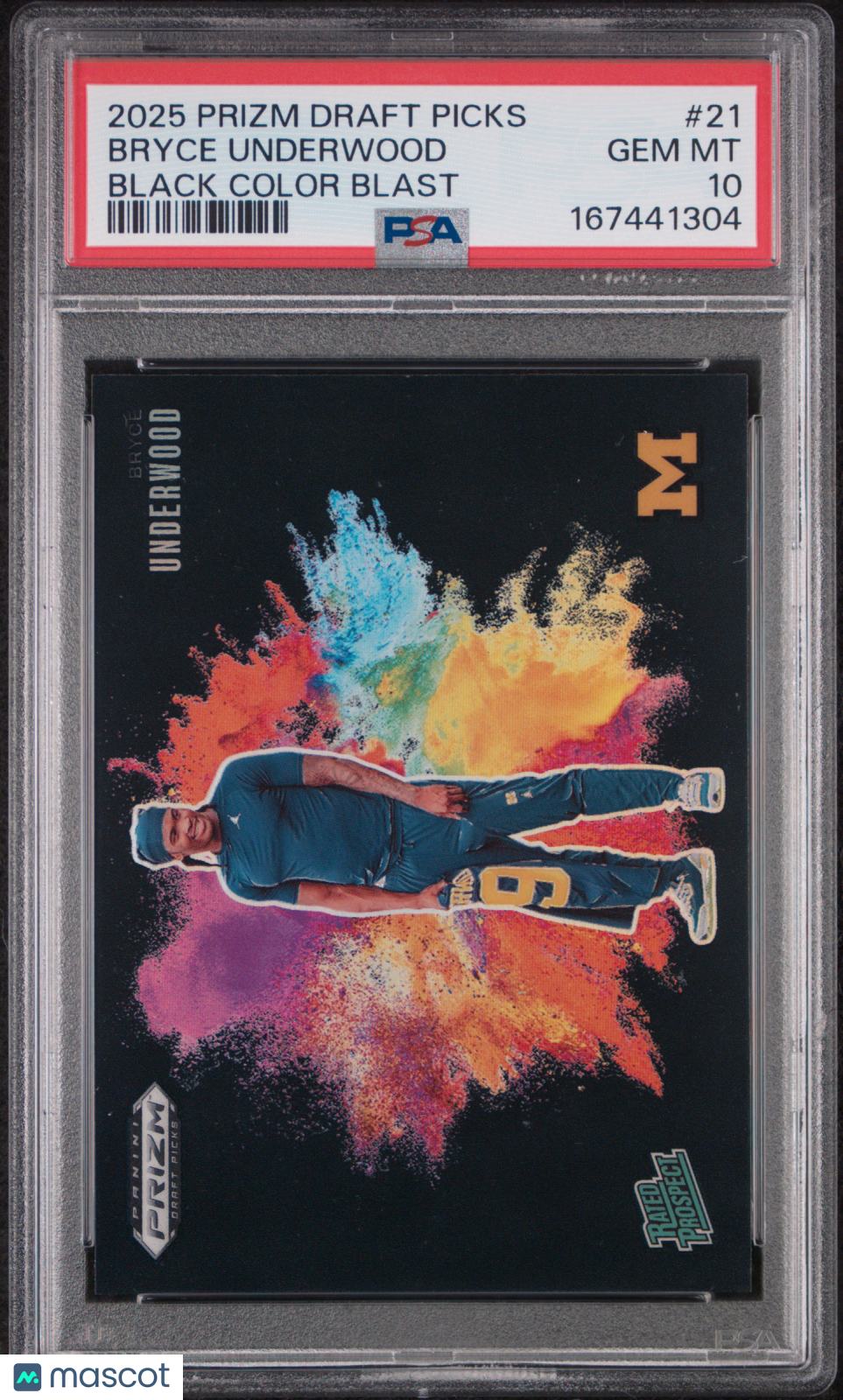2025 Panini Prizm Draft Picks Black Color Blast Bryce Underwood #21 PSA 10