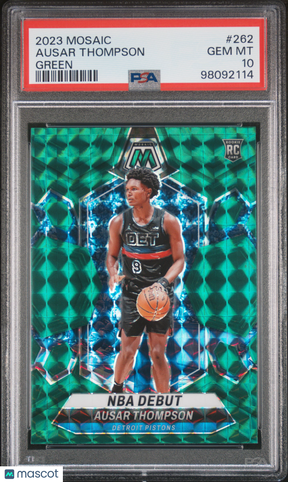 2023 Panini Mosaic Ausar Thompson Green Rookie #262 PSA 10 Detroit Pistons