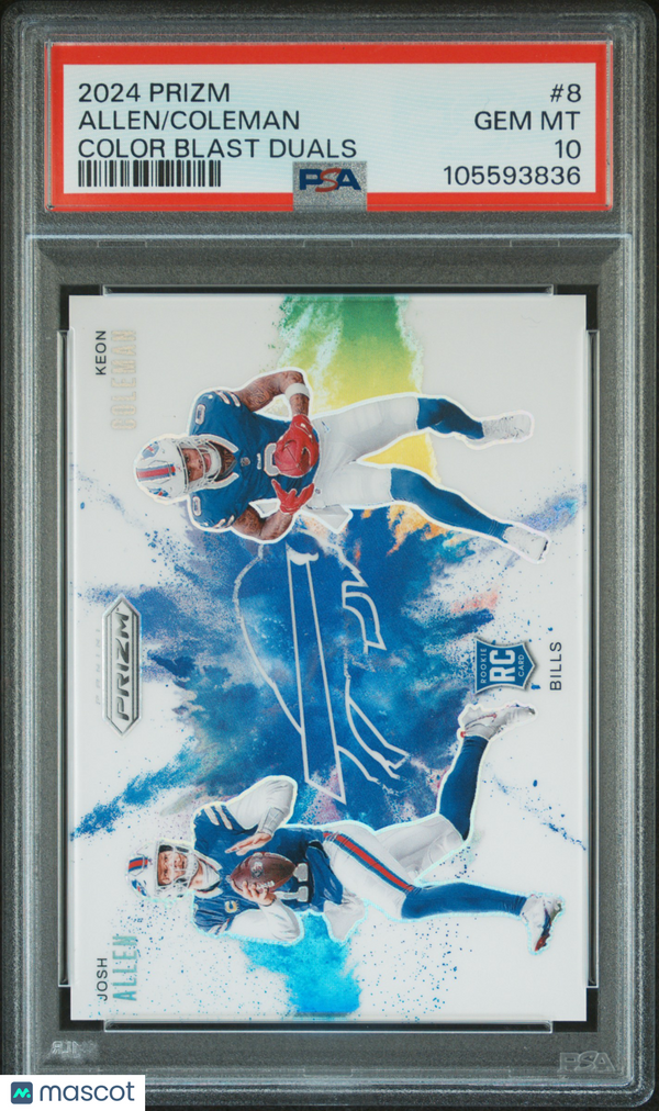 2024 Panini Prizm Color Blast Duals Josh Allen / Keon Coleman PSA 10 GEM MINT