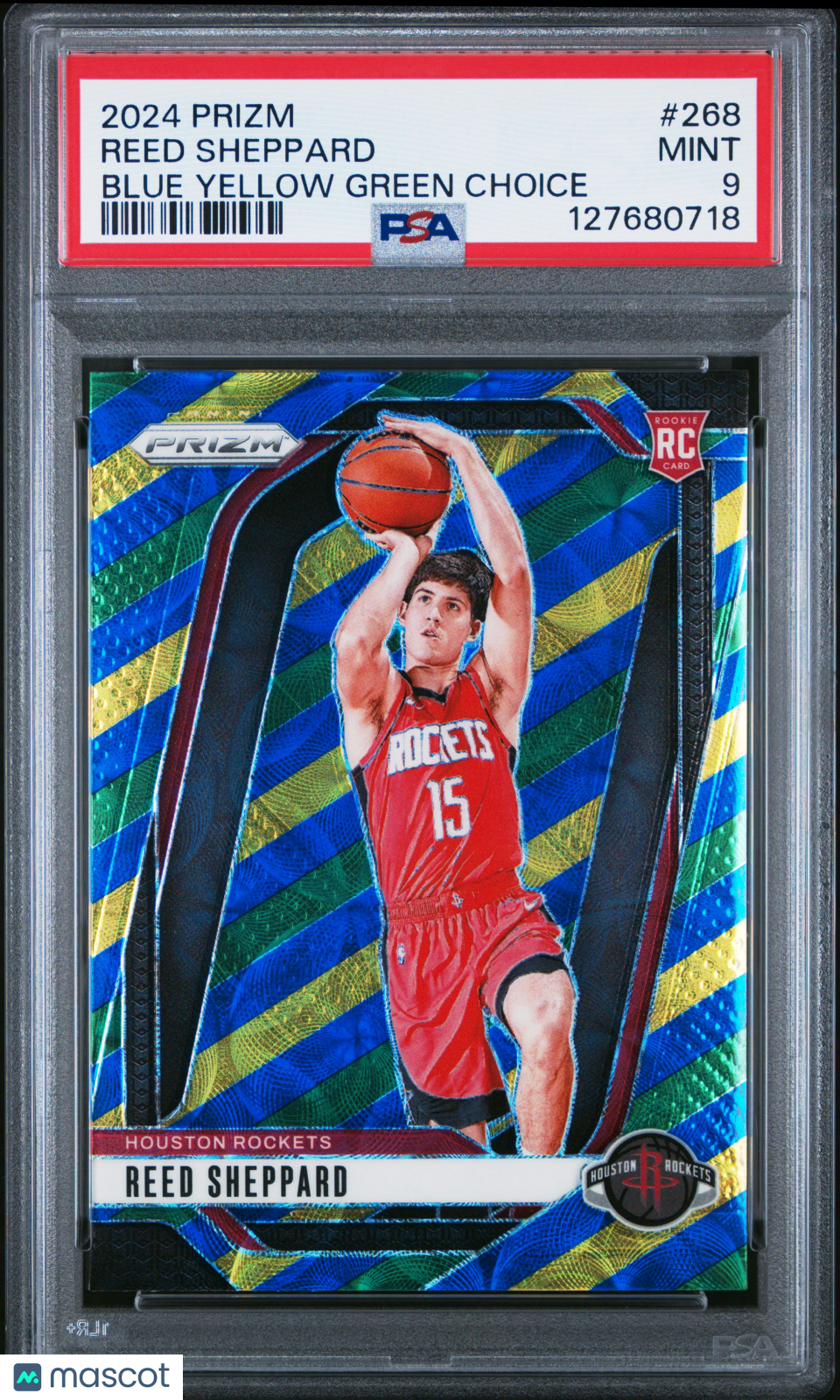 2024 Panini Prizm Reed Sheppard Blue Yellow Green Choice #268 PSA 9